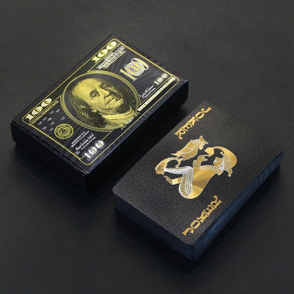 55PCS Gold Foil Playing Cards – 24K Gold Plastic Poker Set, Waterproof & Durable Magic Game Cards