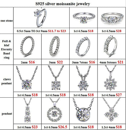 0.1ct 3mm D VVS Moissanite Full Eternity Band Ring – 925 Sterling Silver Engagement & Party Jewelry for Women