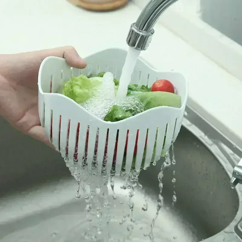 Vegetable Salad Chopper Bowl – Multifunctional Fruit & Vegetable Cutter, Slicer, and Strainer for Kitchen