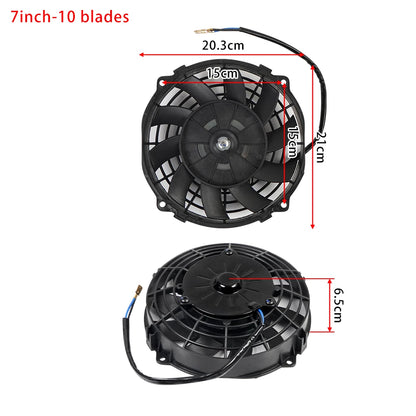 Universal 7/9/10/12/14/16 Inch 12V 80W Car Radiator Cooling Fan Blade – Electric Air Conditioning Fan Kit 2100RPM