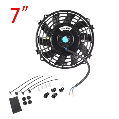 Universal 7/9/10/12/14/16 Inch 12V 80W Car Radiator Cooling Fan Blade – Electric Air Conditioning Fan Kit 2100RPM