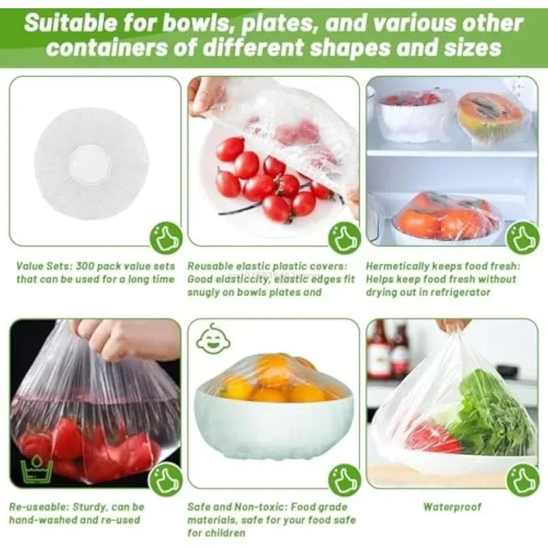 Colorful Disposable & Reusable Food Covers – Elastic Plastic Wrap for Bowls, Fruit & Food Storage