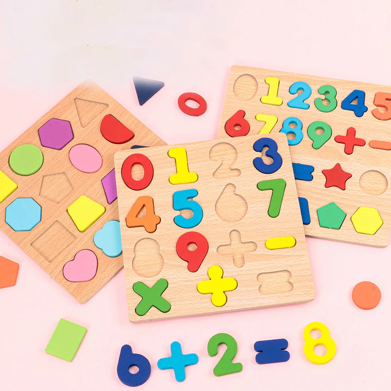 Kids Alphabet & Number Wooden Puzzle – Montessori Preschool Educational Toy